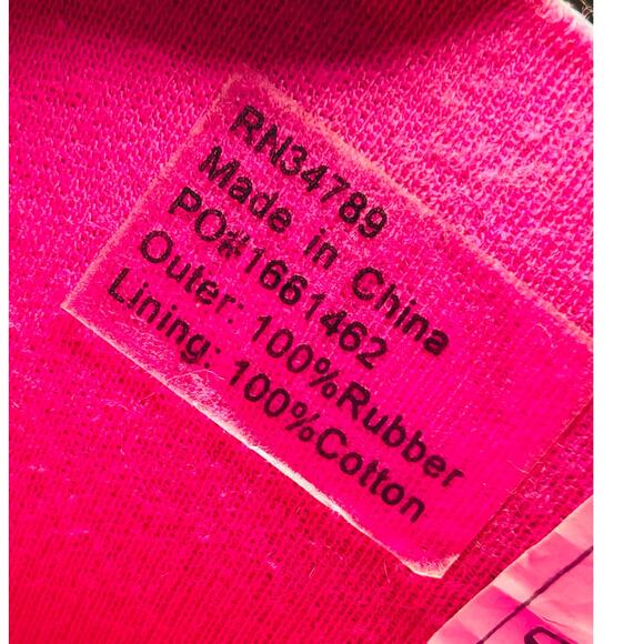 Journee Collection Women’s Rain Boots Size 6 Pink Navy Block Heel Waterproof - Picture 5 of 6